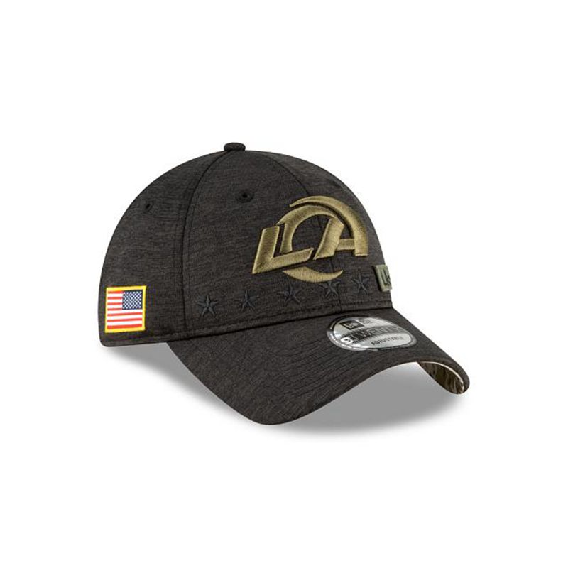 NFL Los Angeles Rams Salute To Service 9Twenty Adjustable (TKV4446) - Black New Era Caps